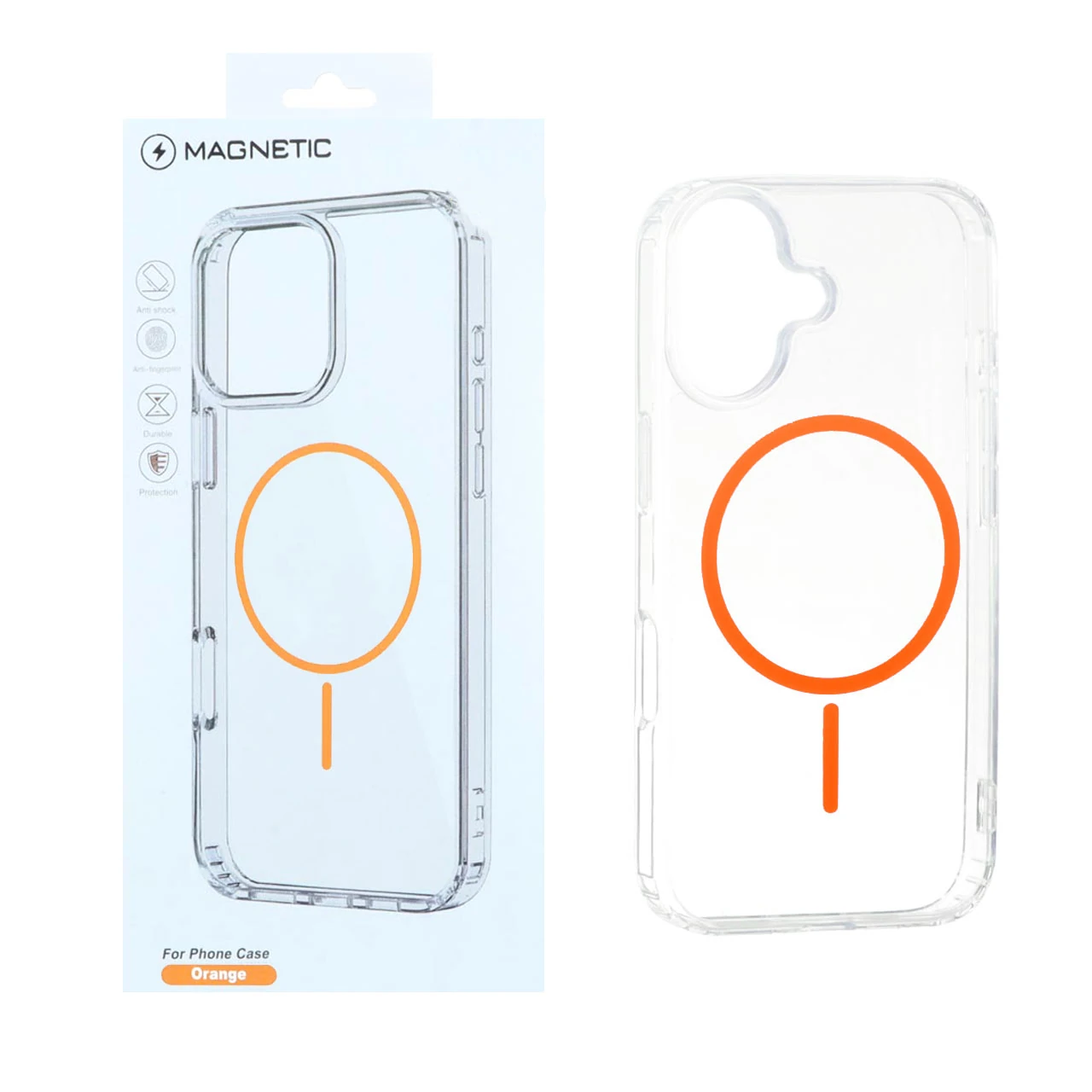 قاب اورجینال Magnetic دور ژله ای MagSafe مدل Apple iPhone 16 - نارنجی (پک دار)